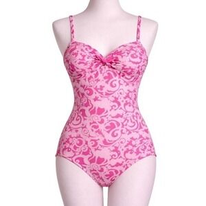 Vintage Y2K Lilly Pulitzer Pink Abstract Animal Print One Piece Swimsuit 6
